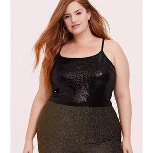 Torrid‎ Tank Top 3 3X 22 24 Sequin Front Foxy Cami Black Stretch